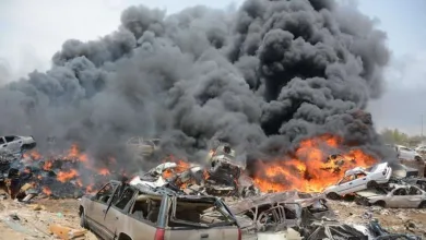 صور حريق تشليح السيارات في بريمان في المملكة العربية السعودية - اليمن الغد