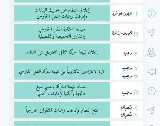 الجدول الزمني لحركة النقل الداخلي والخارجي 1440 jpg | إعلان حركة النقل الخارجي 1445 عبر نظام نور 2024