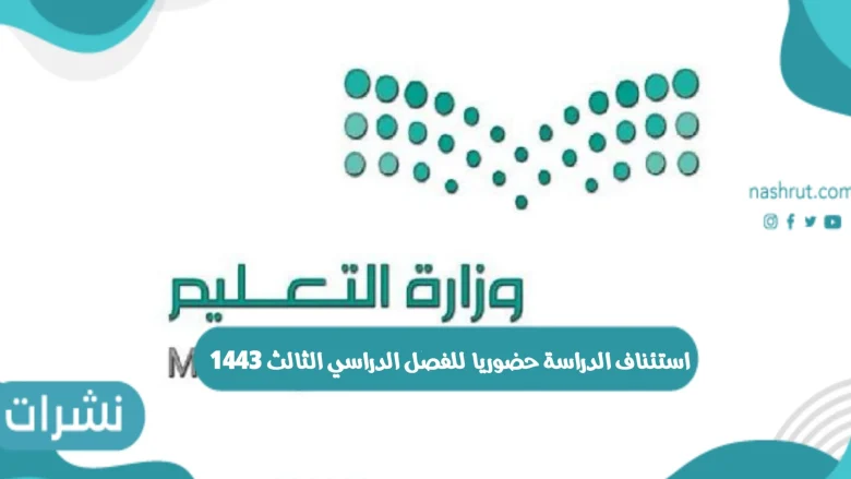 استئناف الدراسة حضوريا الفصل الدراسي الثالث بالسعودية والاجراءات الوقائية 1 استئناف الدراسة حضوريا الفصل الدراسي الثالث بالسعودية والاجراءات الوقائية