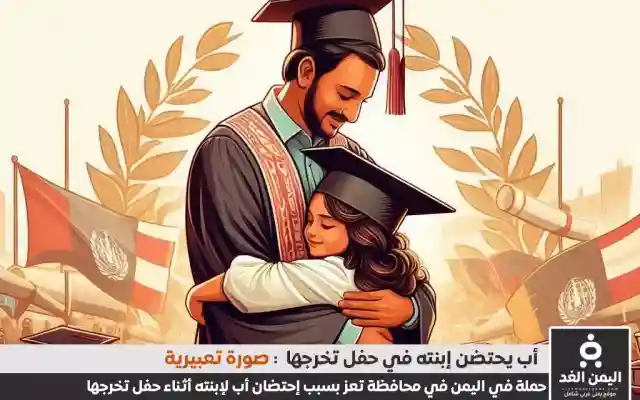 أب يحتضن إبنته في حفل تخرجها في تعز وحالة من الغضب بسبب ذلك الفيديو