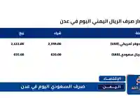 عاجل : صرف السعودي اليوم في عدن تحسن كبير اليوم الخميس 31 يوليو