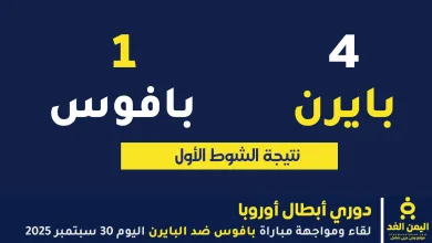 نتيجة مباراة بايرن ميونيخ وبافوس