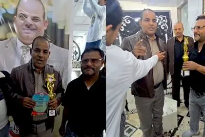 تكريم محمد المحمدي في مؤسسة اليدومي للرخام، المذيع محمد المحمدي نوح الطيور.