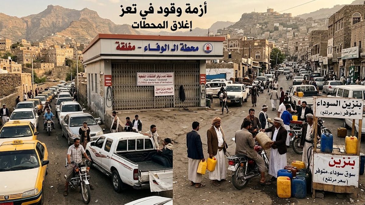 أزمة خانقة في تعز… إغلاق محطات الوقوف “بترول-بنزين” اليوم الثلاثاء